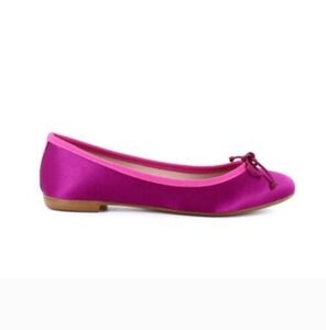 Bloomingdale's Violet Kacey Satin Ballet Flats with Bow Detail NIB